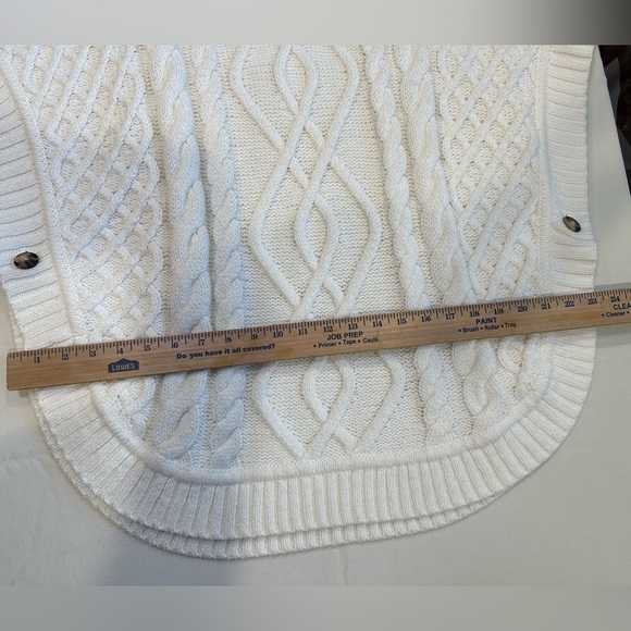 Talbots Faux Fur Collar Cableknit Poncho - Picture 4 of 7